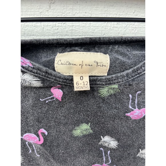 Children‎ of the Tribe Baby Romper Flamingo Palm Gray 6–12M Cotton Long Sleeve - Picture 2 of 3